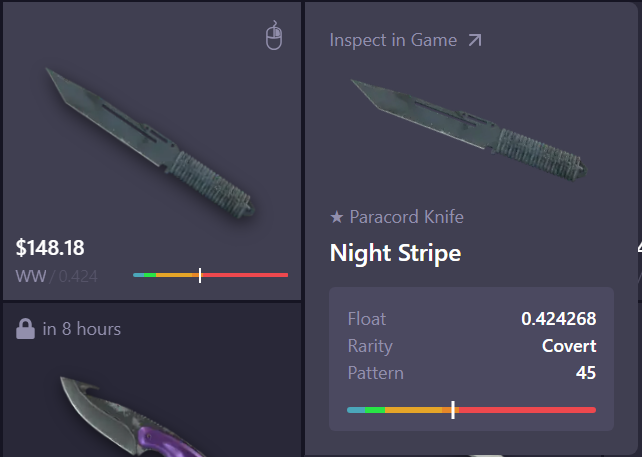 Navaja Knife Ultraviolet mit lilier Klinge im Showcase