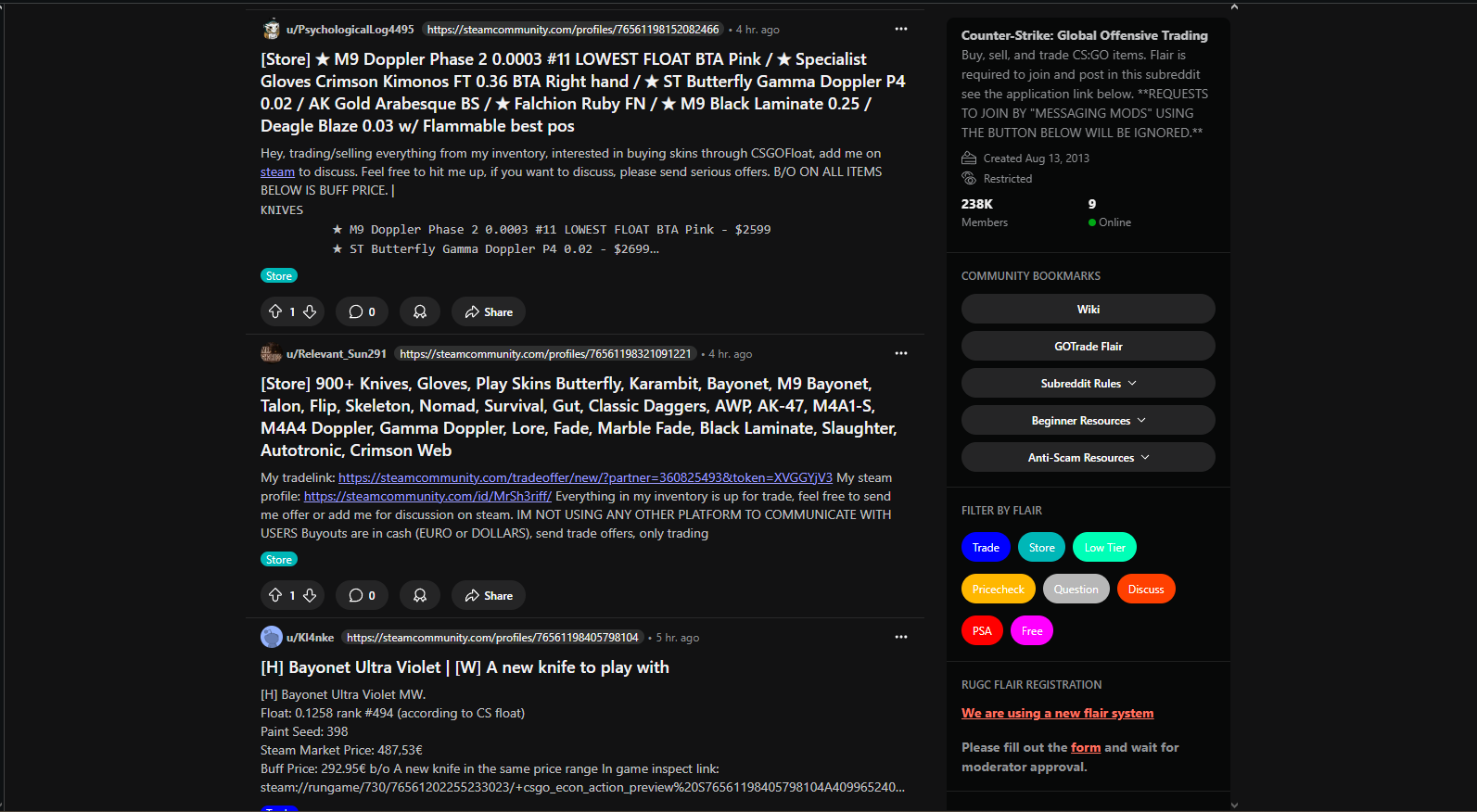 Reddit-Forum für CS2 Skin-Trading