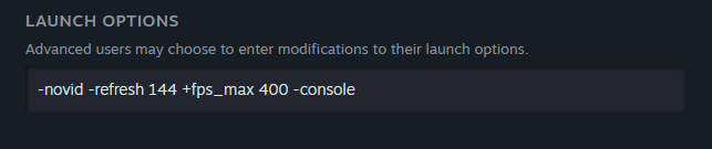 Beispiel für mehrere eingetragene Startoptionen im Steam-Client für CS2