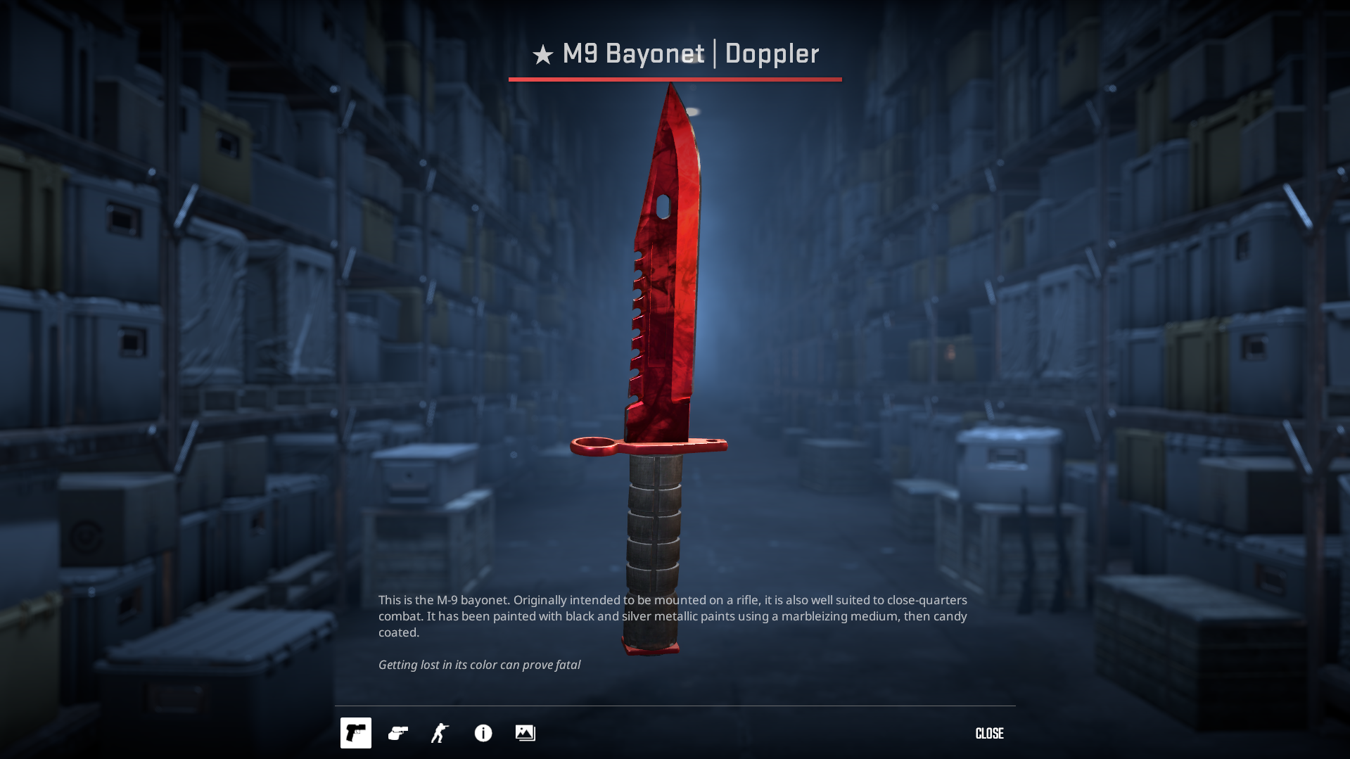 M9 Bayonet | Doppler Ruby Skin mit tiefrotem Glanz, auf einer reflektierenden Oberfläche