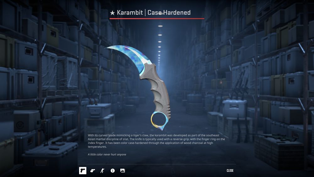 Karambit Case Hardened pattern 387 Blue Gem
