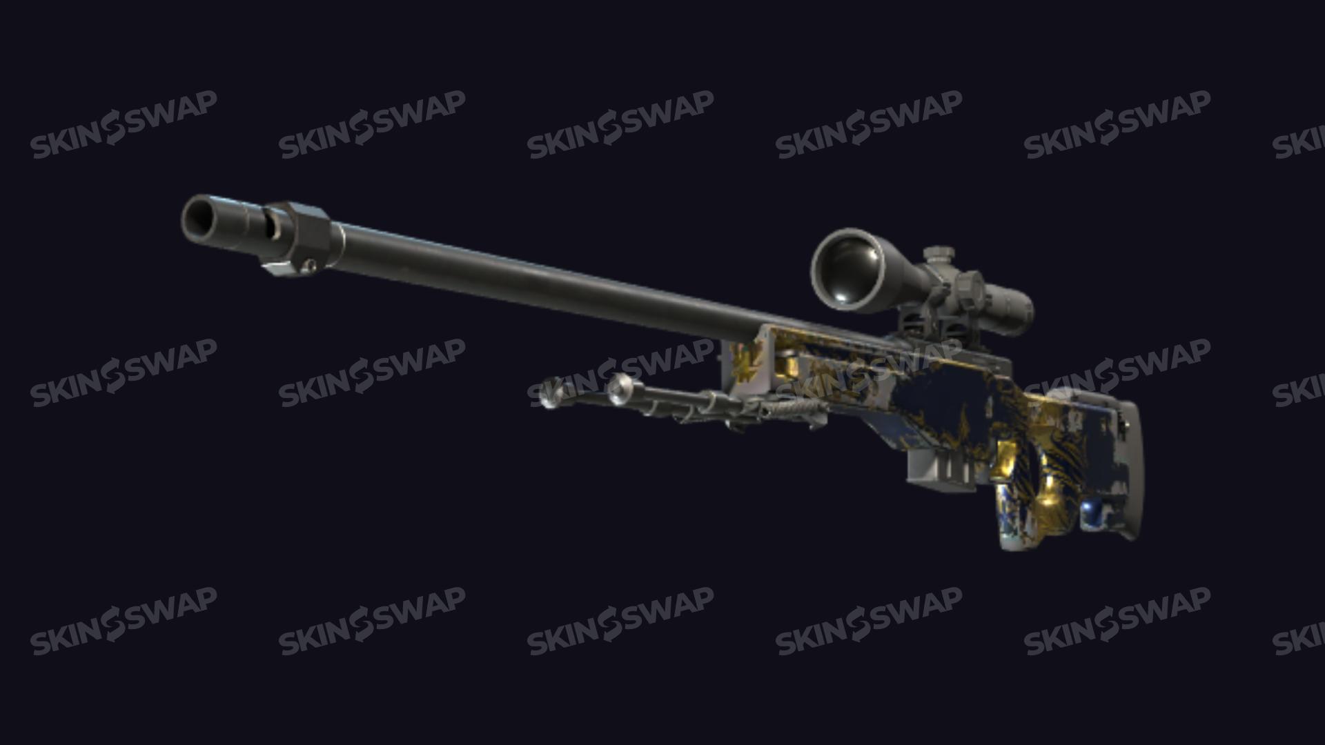 AWP Man-o'-war navy and gold skin design