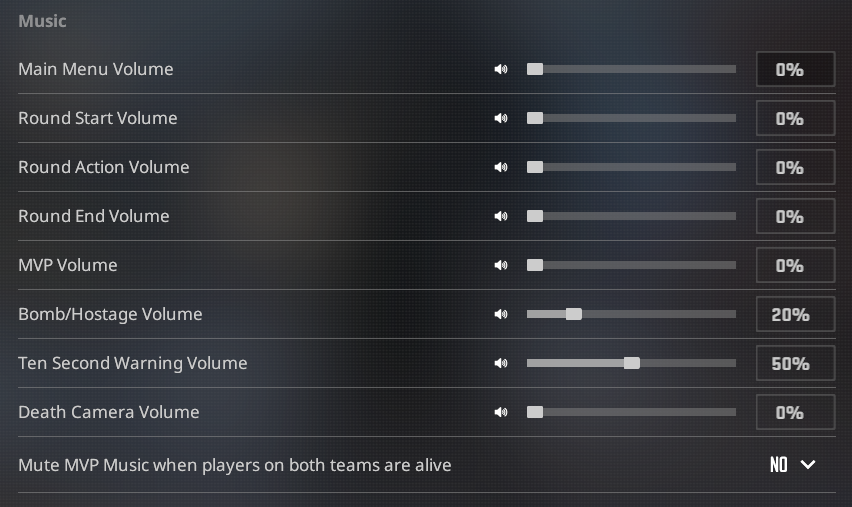 All music settings