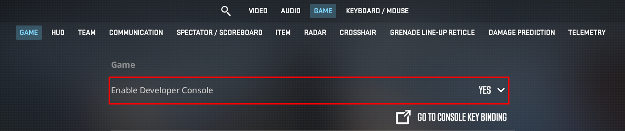 Enabling developer console